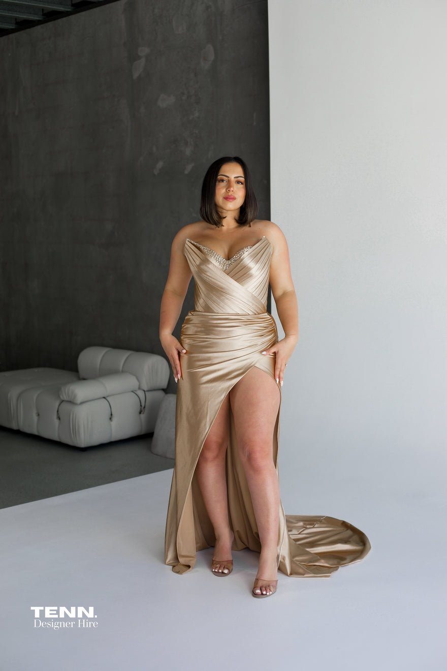Albina Dyla Embellished Royal Gown -  Gold photo 3
