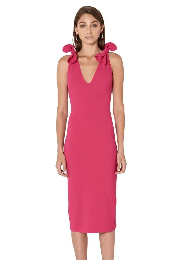 By Johnny V Neck Bow Shoulder Dress Pink Size 6 photo 2