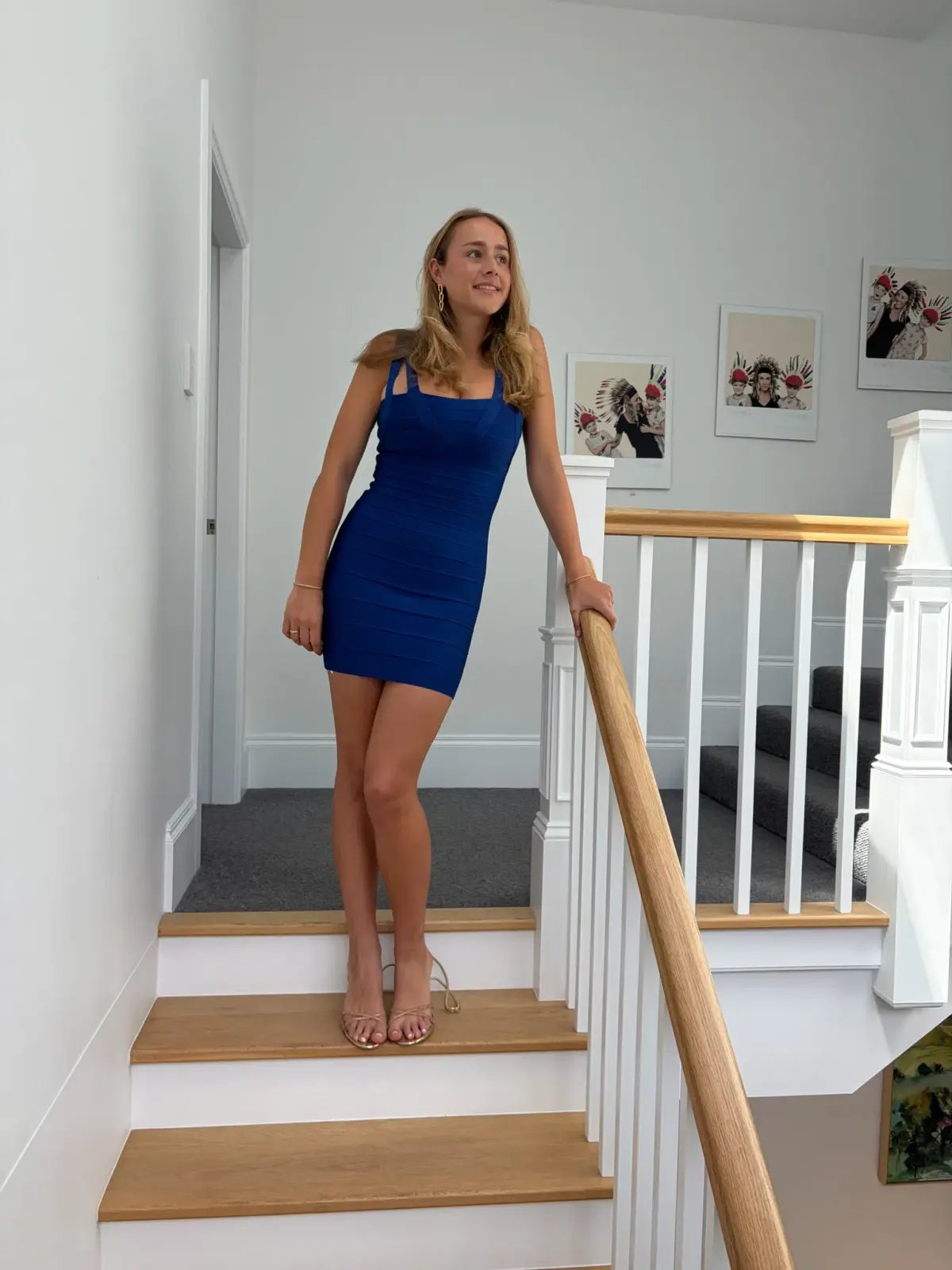 Hervé Léger Bandage Mini Dress Cobalt Blue Size S photo 3