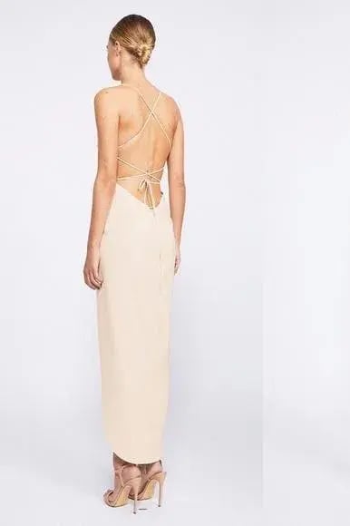 Shona Joy Core Lace up Maxi Dress Cream Size 8 photo 3