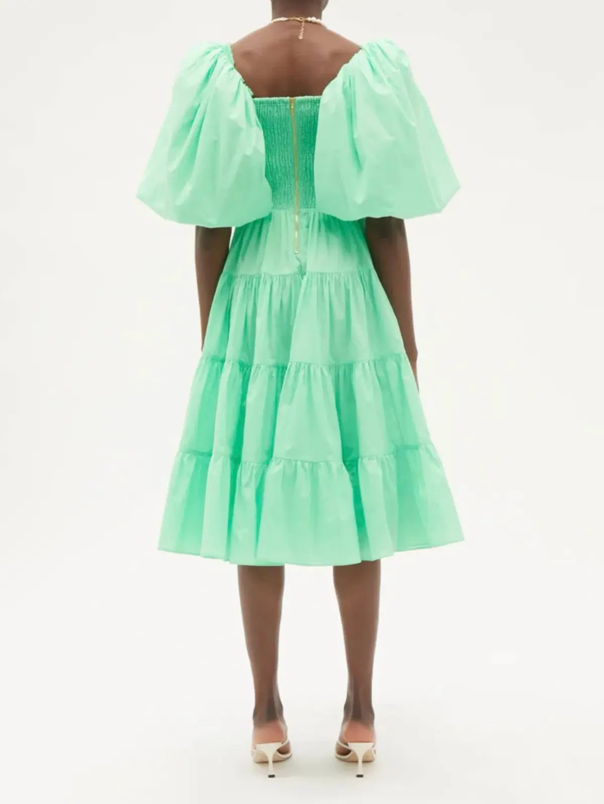 Aje Cherished Puff Sleeve Midi Dress Mint Green Size 8 photo 2