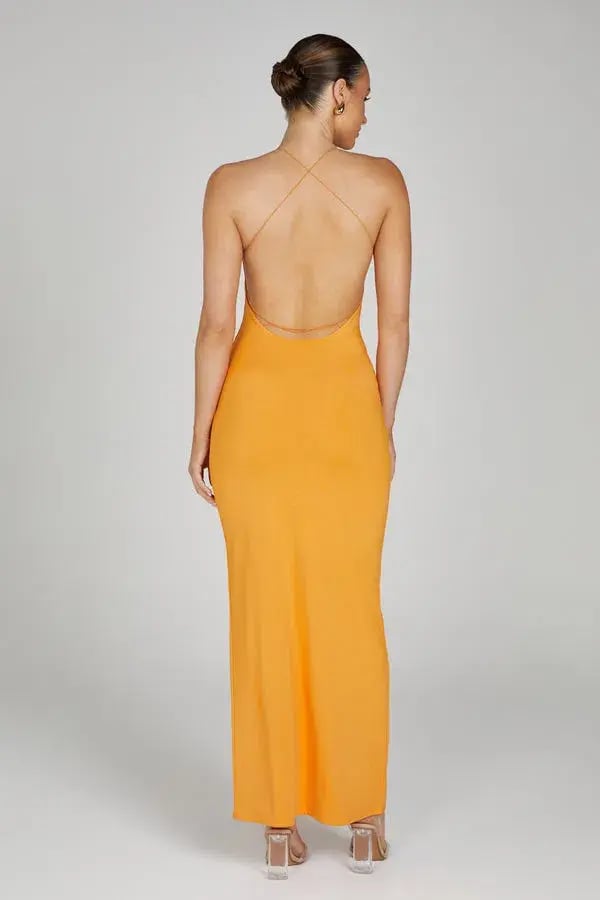 MESHKI Sinead Twist Maxi Dress Orange Size 10 photo 2