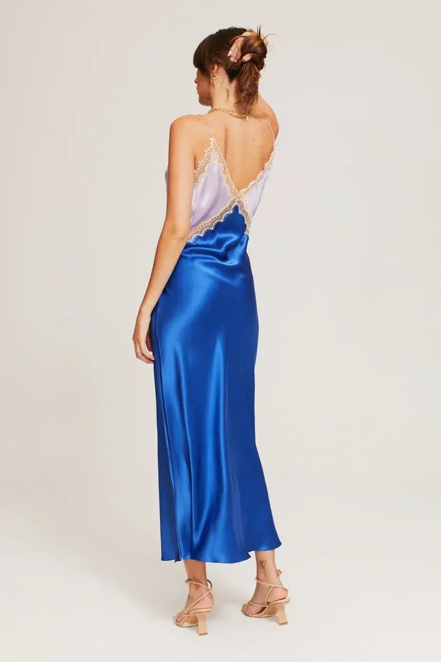 Ginia Sadie Silk Dress In Lilac/Lapis Size XS photo 2