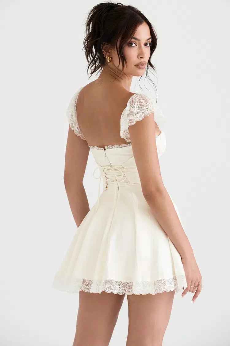 House of CB Kaia A-Line Mini Dress in Ivory Size XS / AU 6 photo 2