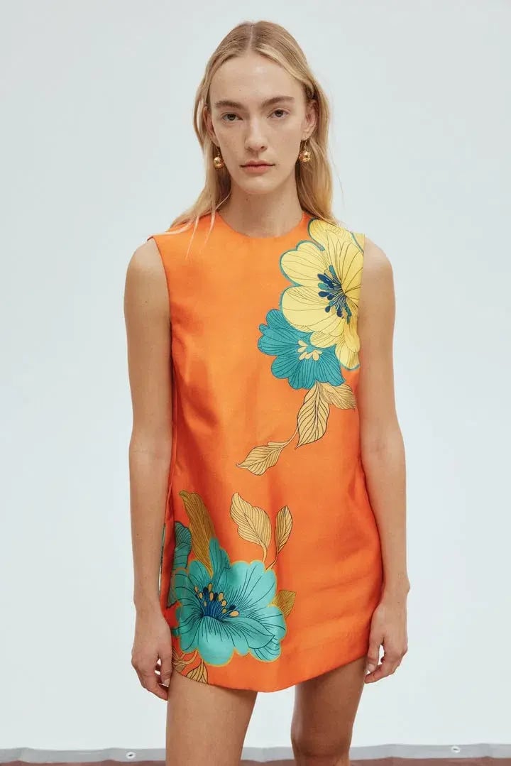 Alemais Piato Mini Dress Orange/Floral Size 12 photo 3