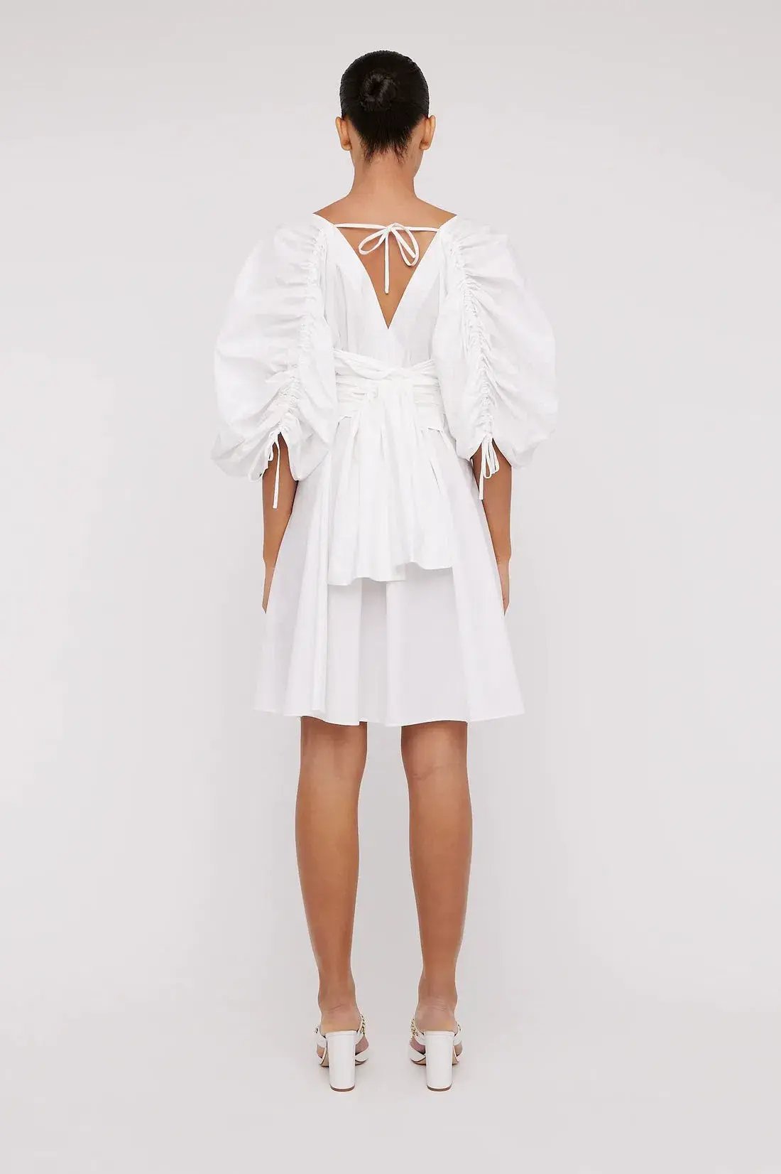 Scanlan Theodore Parachute Gather Sleeve Mini Dress White Size 6 / XS photo 3