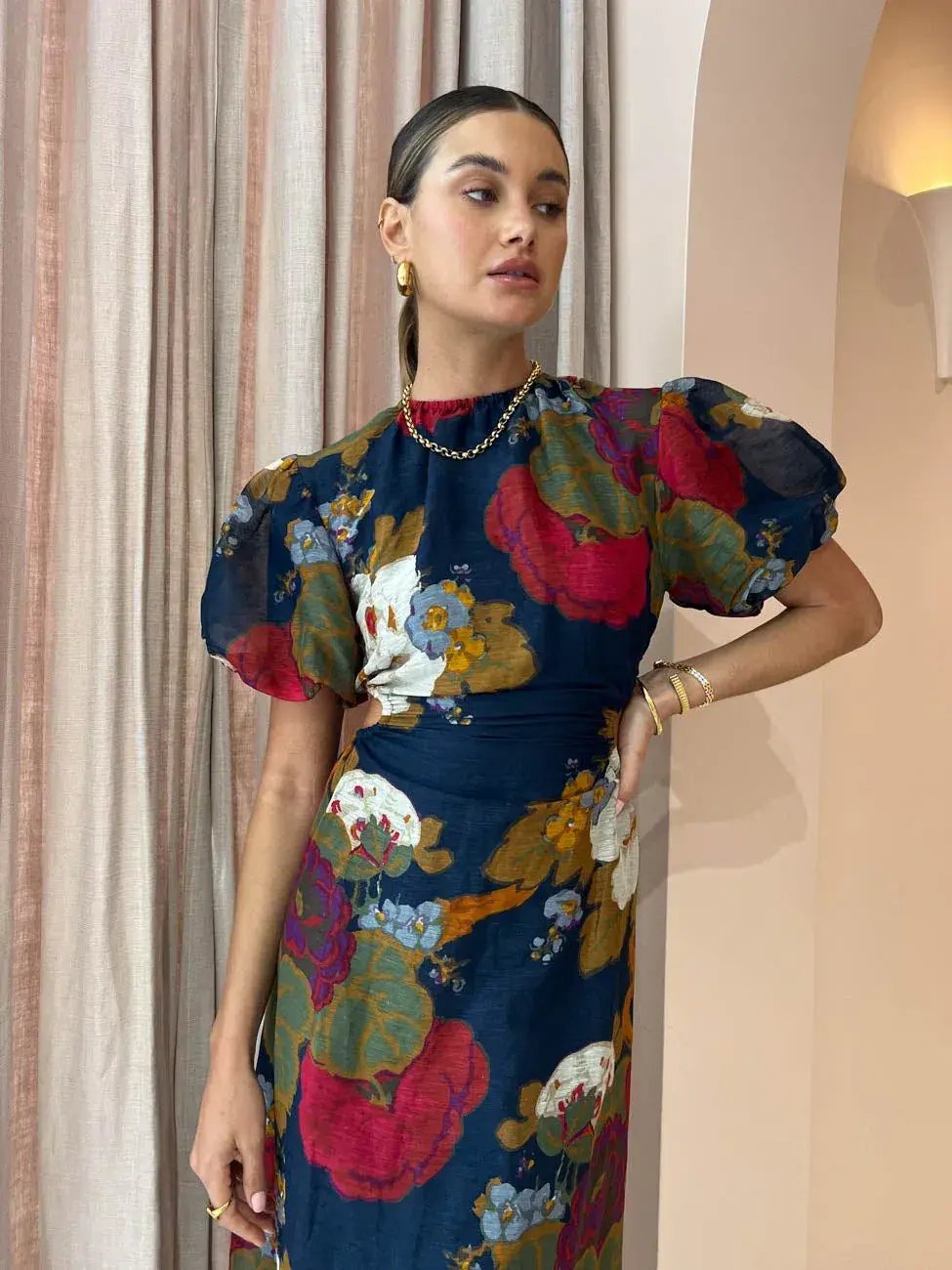 Sir the Label Bonita Puff Sleeve Gown Floral Size 1 / Au 8 photo 4