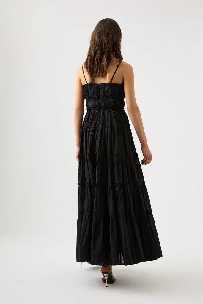 Aje Luna Tiered Maxi Dress Black Size 16 photo 3