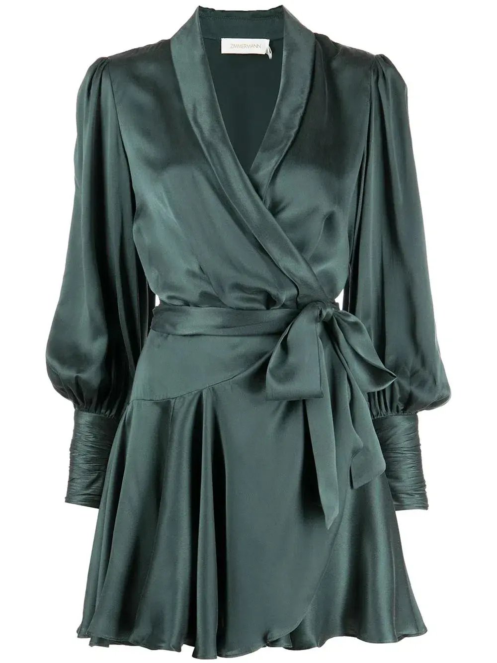 Zimmermann Silk Wrap Mini Dress Green Size 0P / AU 6 photo 5
