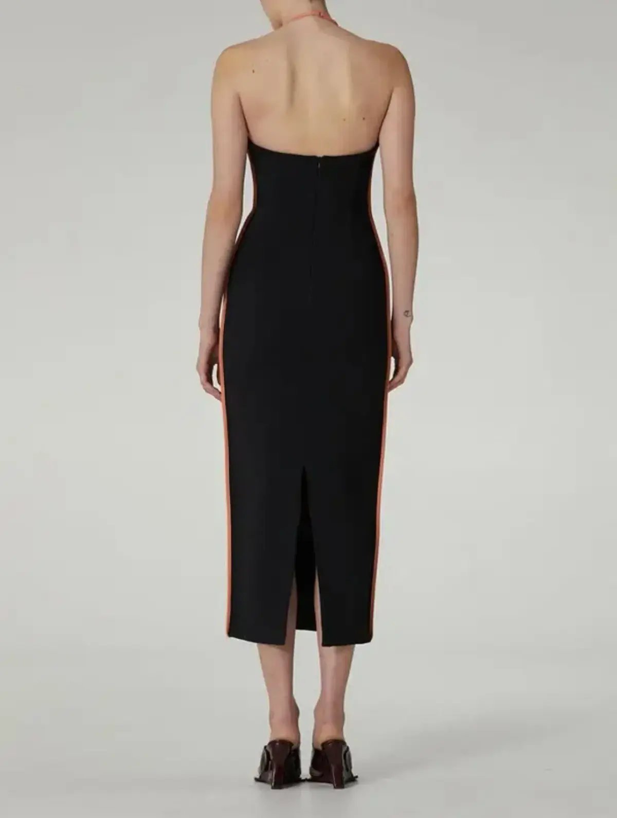 Paris Georgia Nassia Midi Dress Black & Pink Leather Size 10 photo 3
