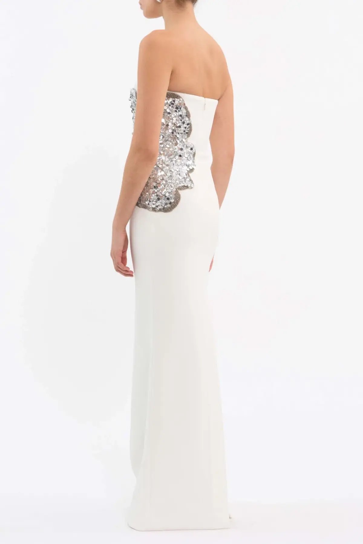 Rebecca Vallance Layana Strapless Embellished Gown Ivory Size 8 photo 3