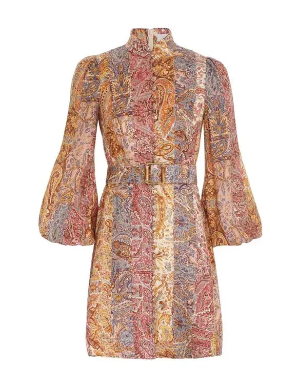Zimmermann The Luminosity Belted Mini Dress in Multi Paisley Stripe Size 0/ Au 8 photo 2