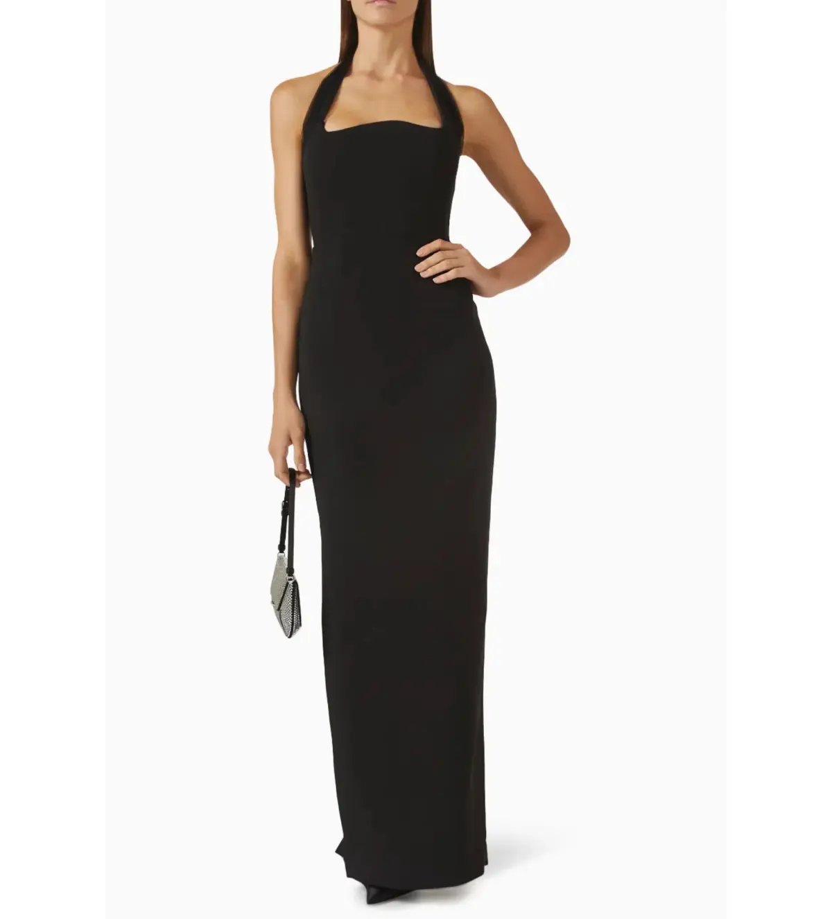 Rachel Gilbert Maria Haltereck Gown In Crepe Black Size 8 photo 3