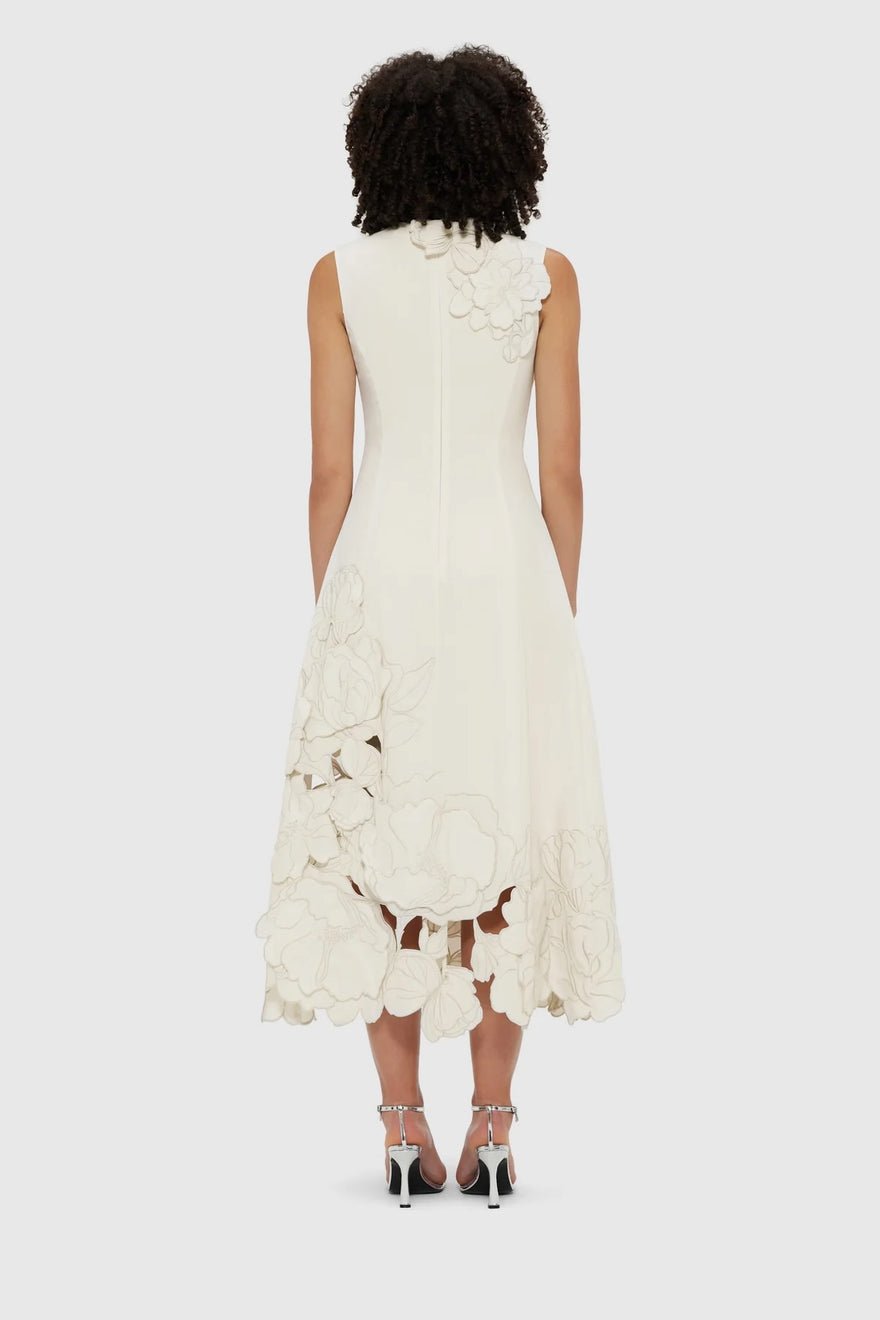 Leo Lin Chloe Appliqué Sleeveless Midi Dress - Vanilla photo 5