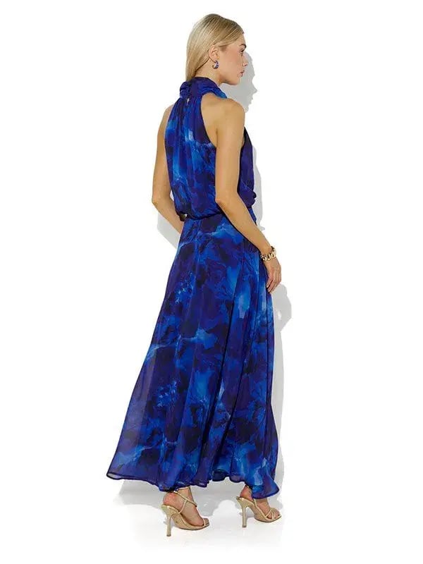 Montique Lula Lagoon Printed Maxi Dress Sapphire Blue Size 10 photo 2