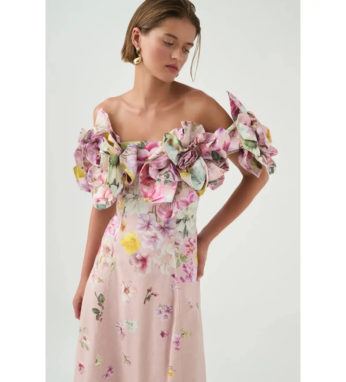 Aje Misha Maxi Dress Pink Collage Floral Size AU 10 photo 3