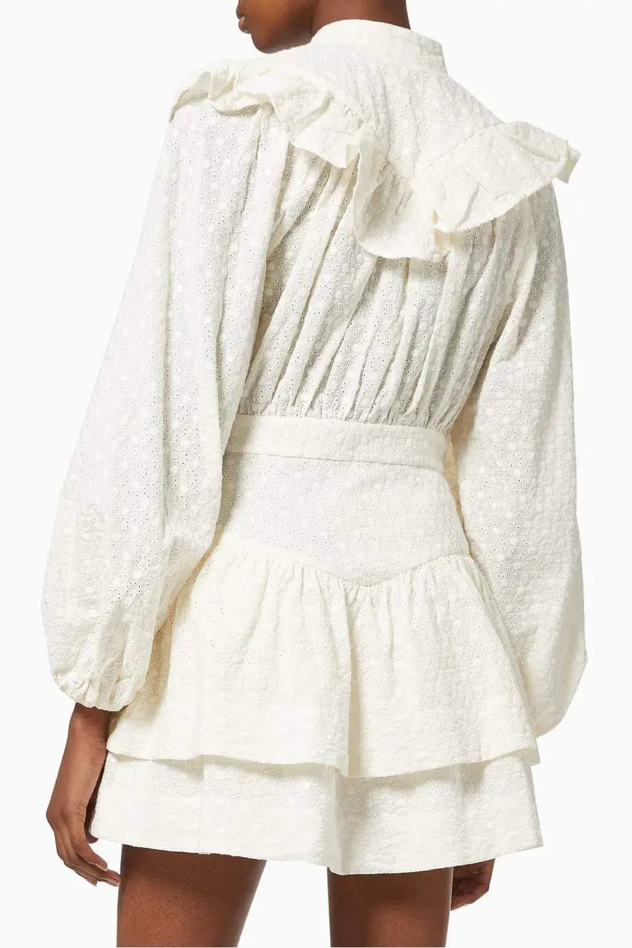 Shona Joy Magnolia Frill Mini Dress Cream Size 12 photo 4