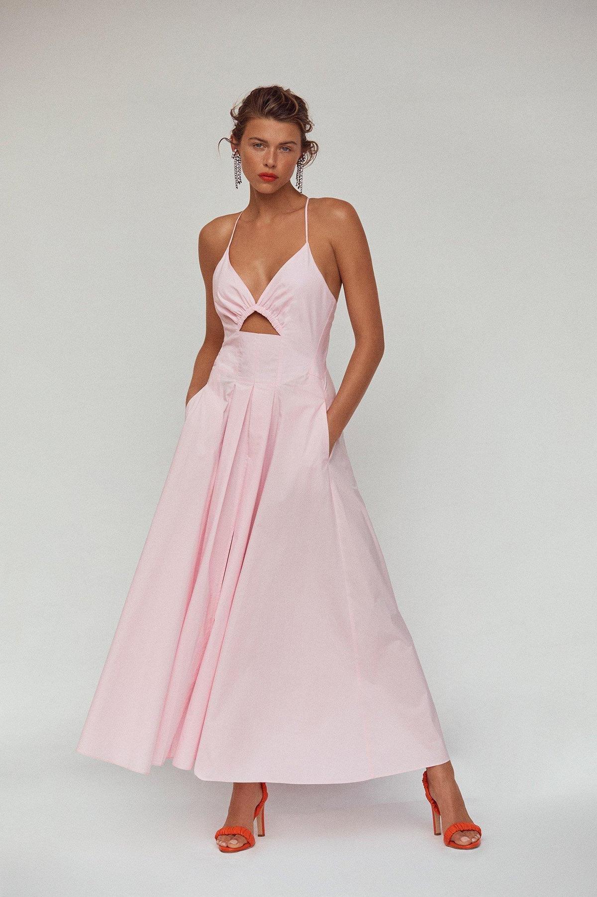 Scanlan Theodore Cotton Strappy Dress Pink Size 6 photo 8