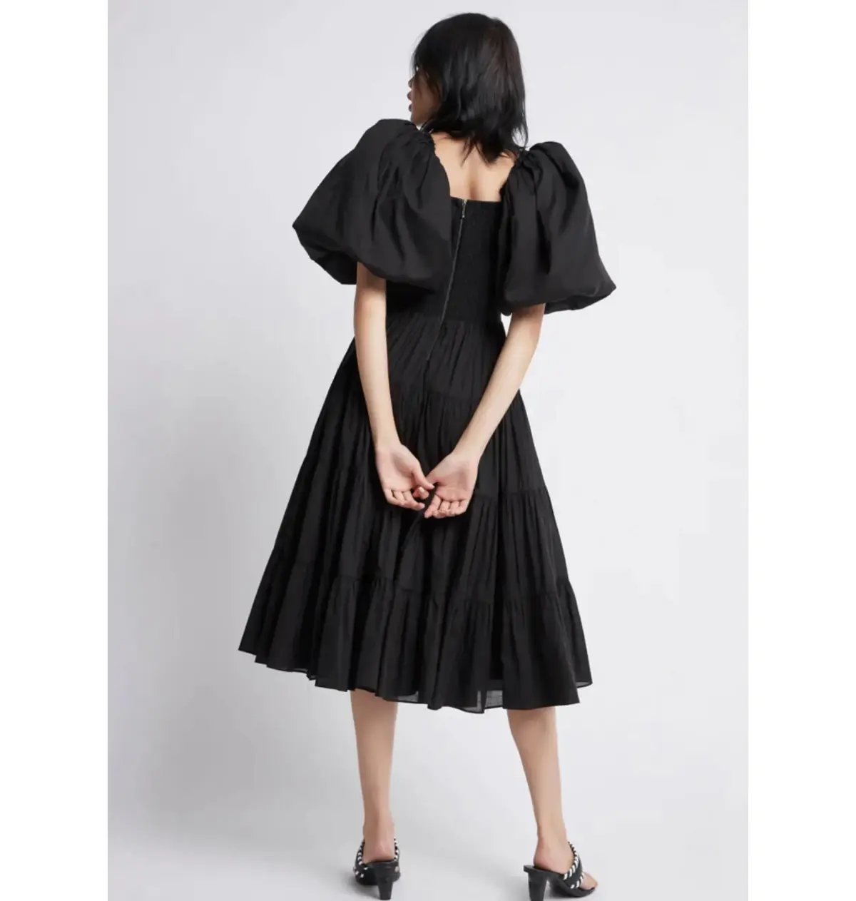 Aje Cherished Puff Sleeve Midi Dress Black Size AU 6 photo 2