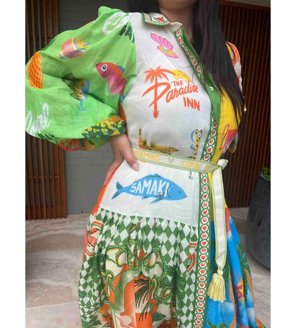 Alemais Paradiso Midi Shirtdress Multi Print Size 14 photo 5