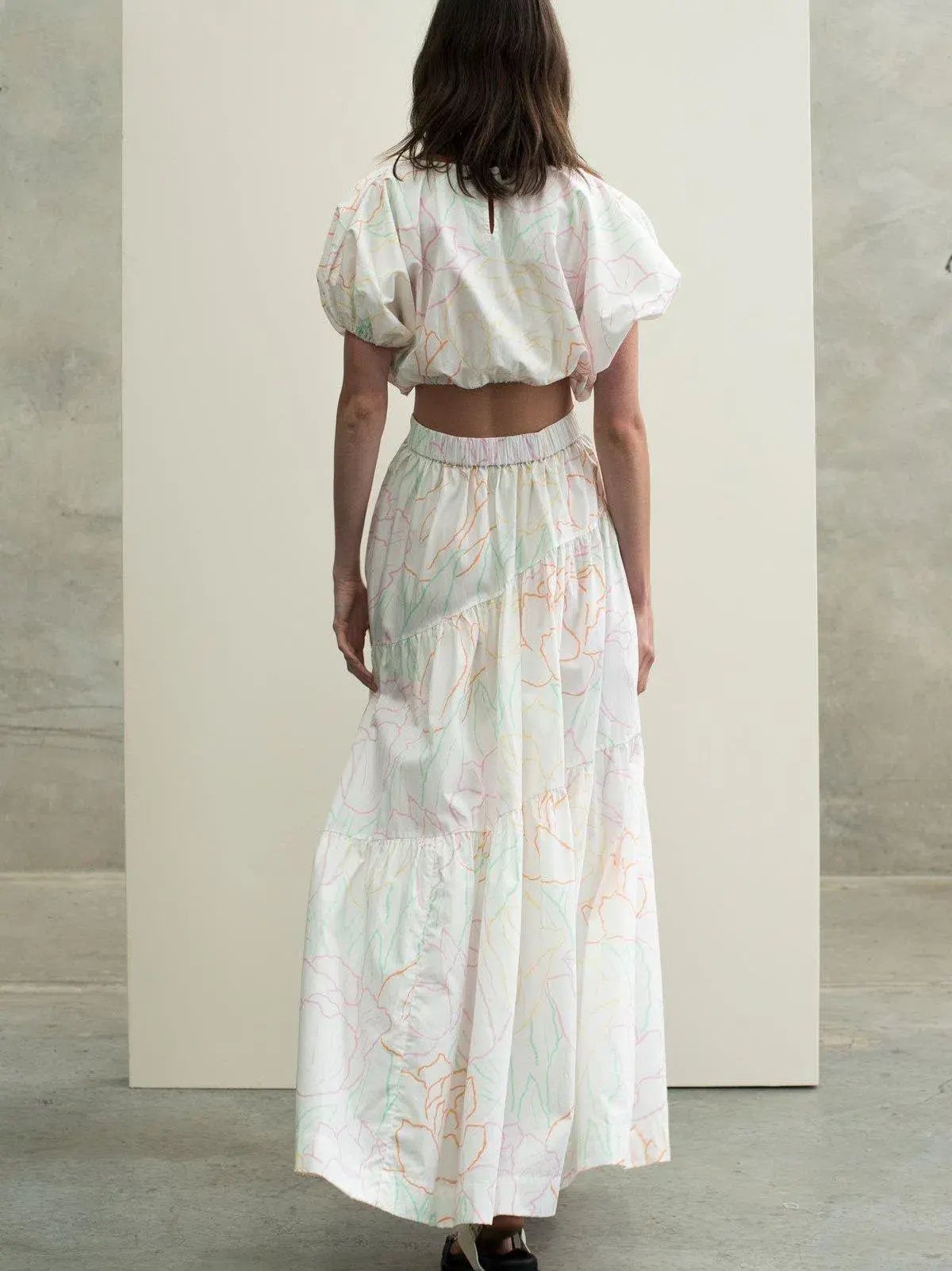 SWF Cropped Tee and Drawstring Tiered Skirt Set Print Size 8 photo 2