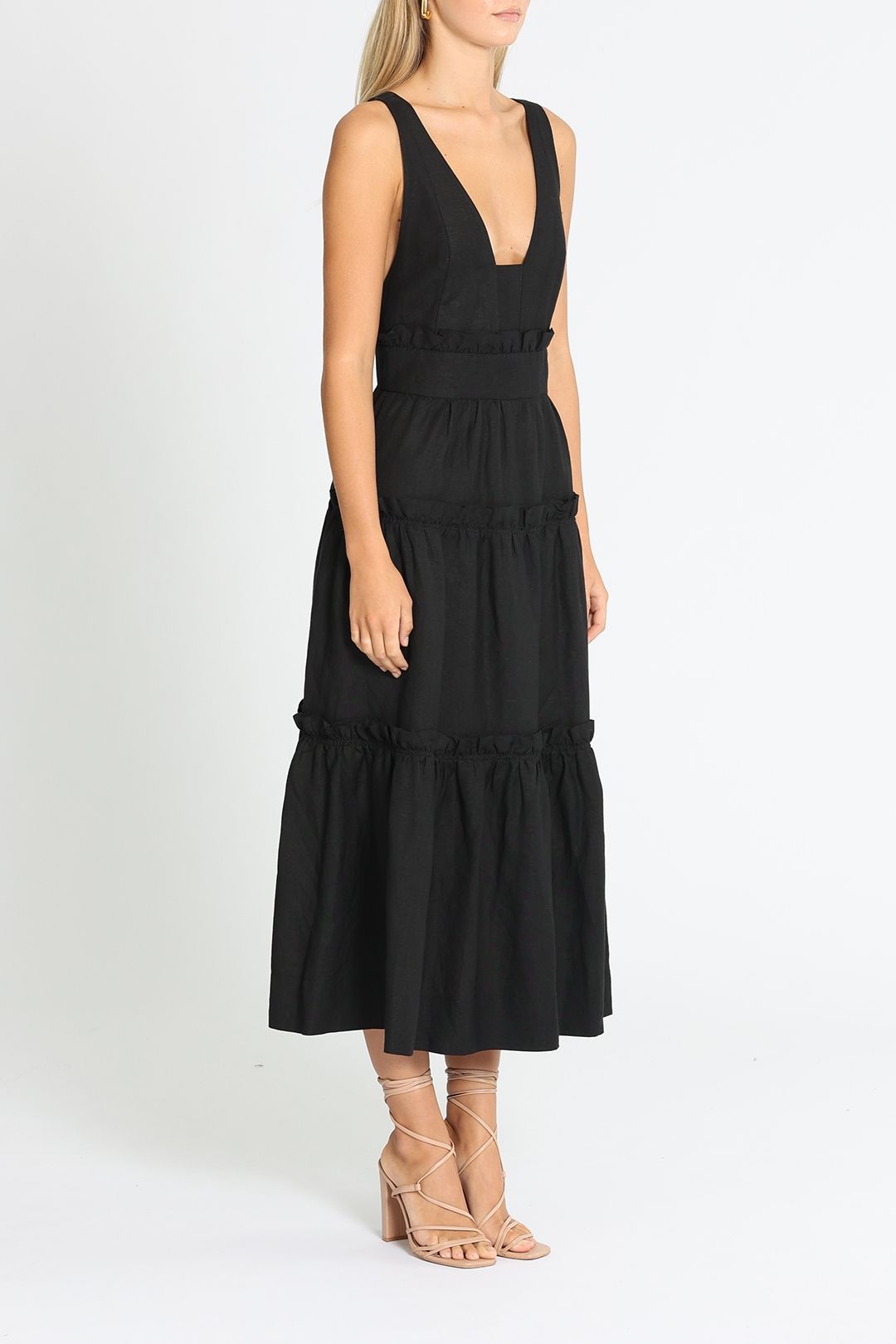 Tiered Midi Dress - Black photo 2