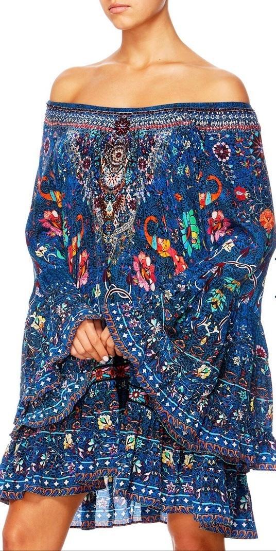 Camilla 'Kindness Kaleidoscope' A line frill dress Blue  Size L photo 4