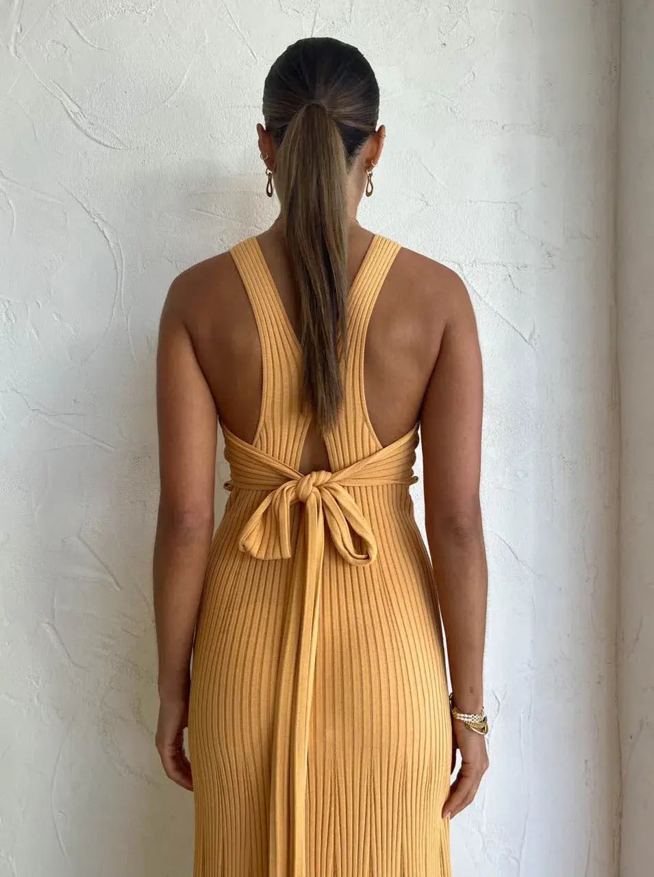 Clea Alina Rib Knit Dress in Mango Size S/ AU 8 photo 6
