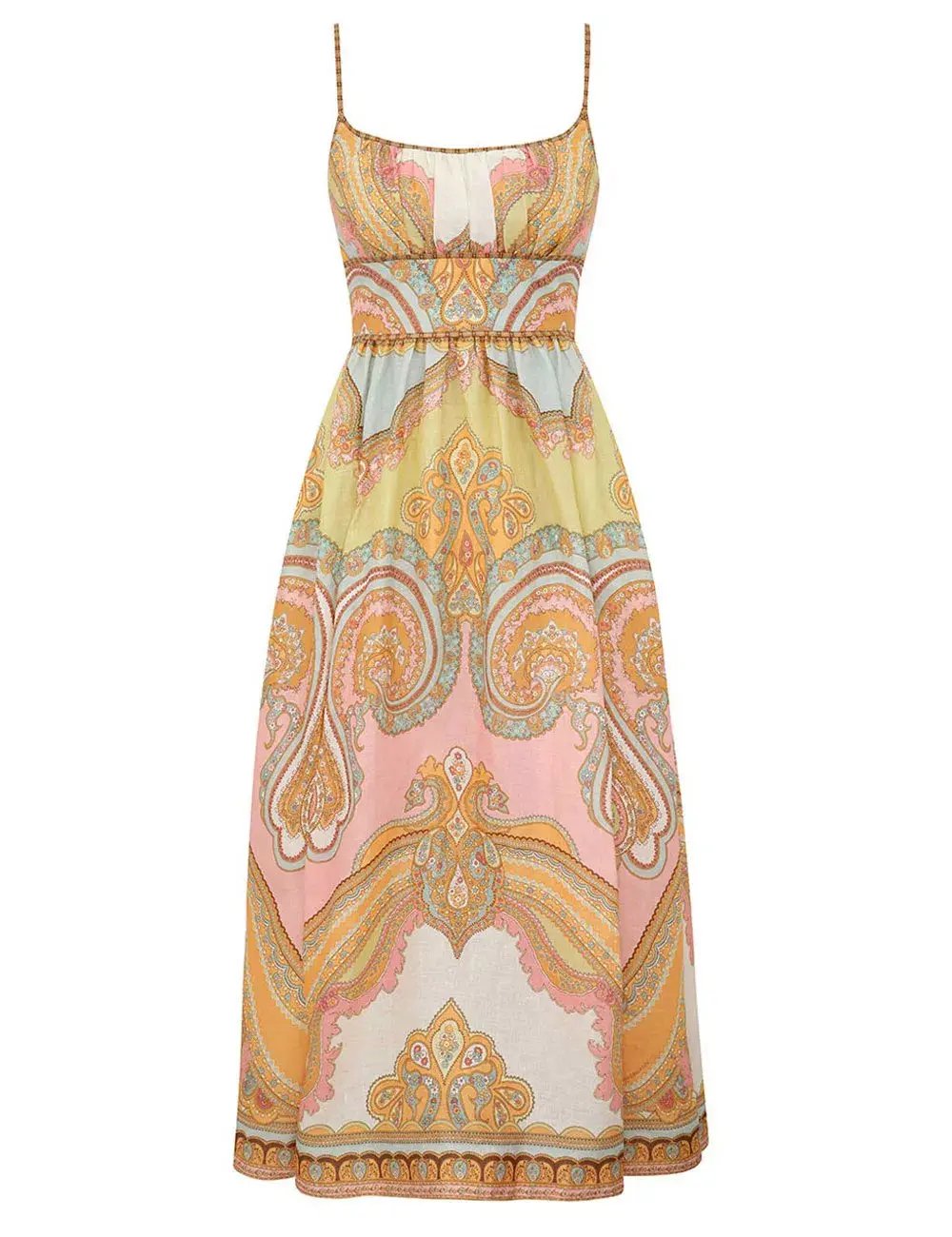 Zimmermann Maxine Picnic Midi Dress Gold Paisley Size 1 / AU 10 photo 3