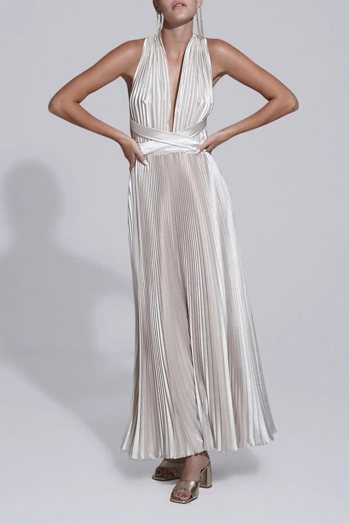 L’Idee Moderniste Midi Gown Champagne Size 10 photo 2