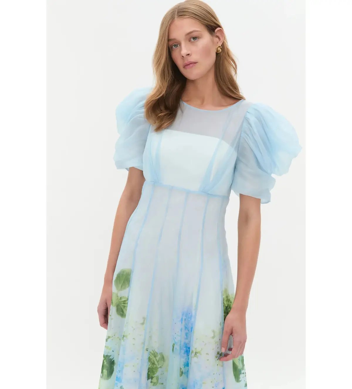 Aje Clementine Midi Dress in Blue Hydrangea Size 6 photo 4