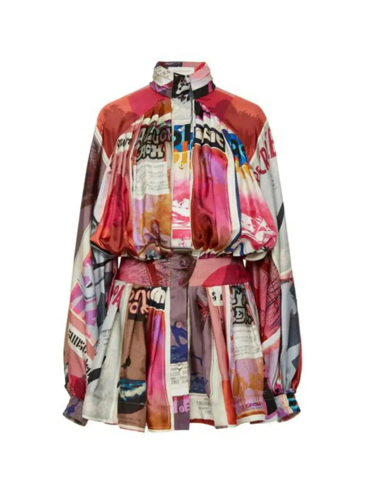 Zimmermann Wavelength Sleeve Mini Dress Pink Poster Print Size 0 / AU 8 photo 4