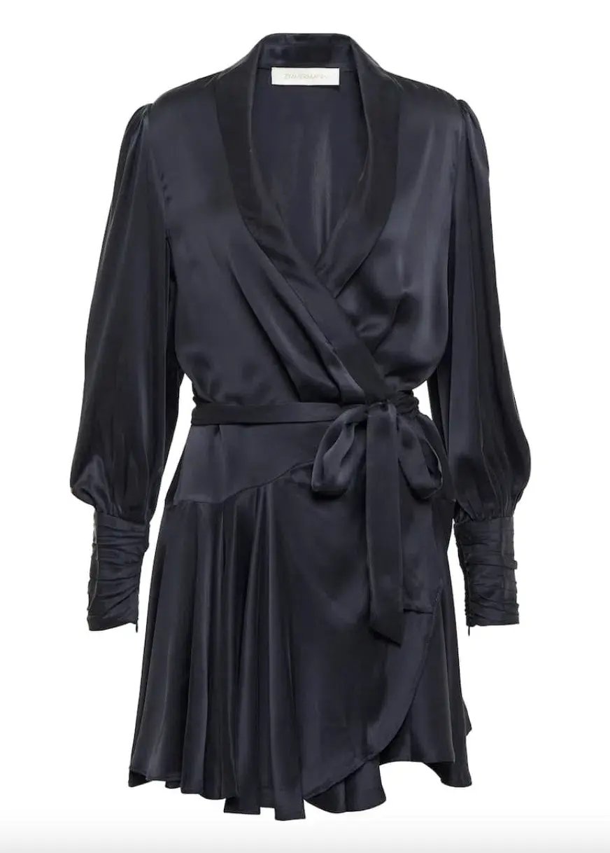 Zimmermann Silk Wrap Mini Dress Ink Navy Size 0 / AU 8 photo 4