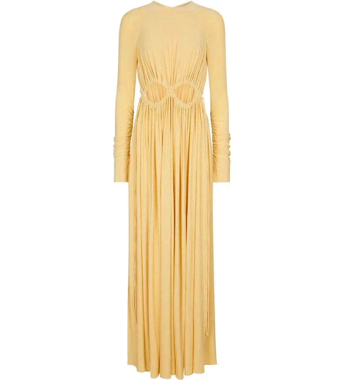 Victoria Beckham Cutout Ruched Maxi Dress Yellow Size 10 photo 4