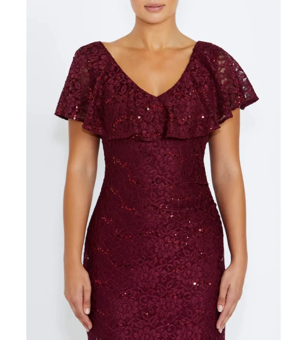 Anthea Crawford Trudy Malbec Sequion Lace Gown in Red Size 18 photo 4