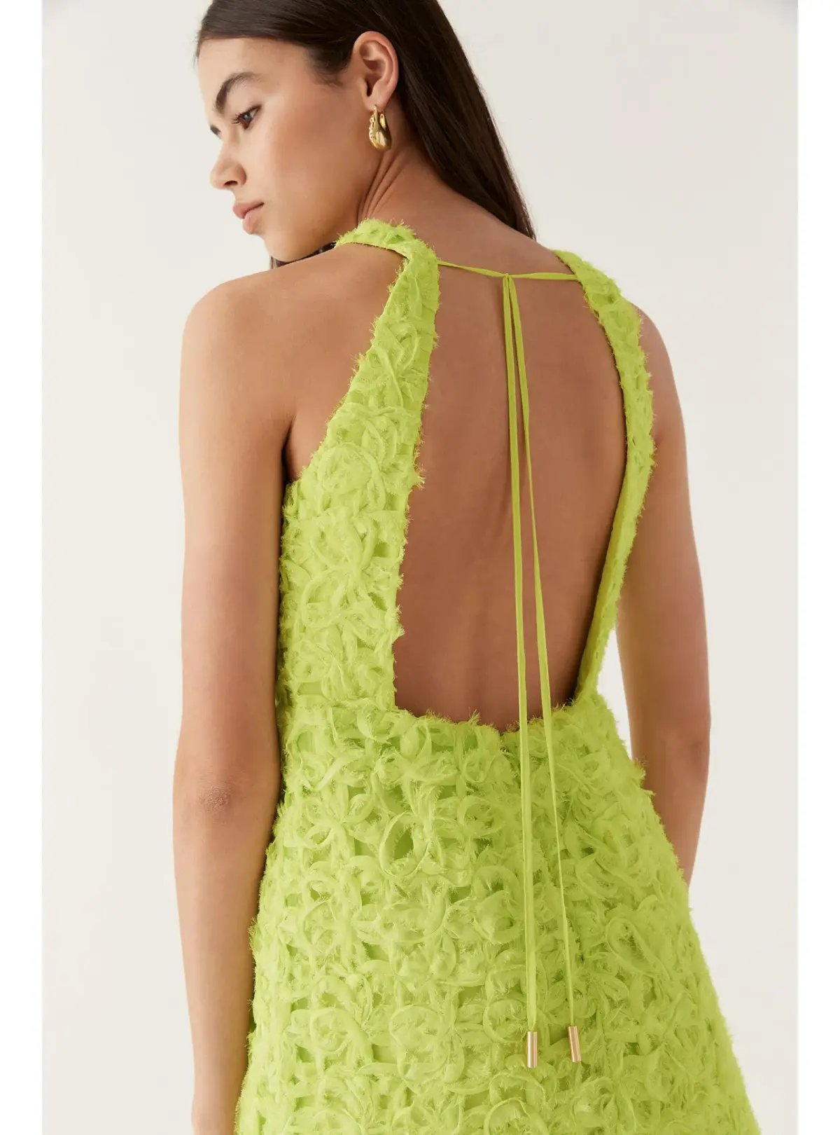 Aje Quintette Textured Mini Dress Light Lime Green Size AU 8 photo 2