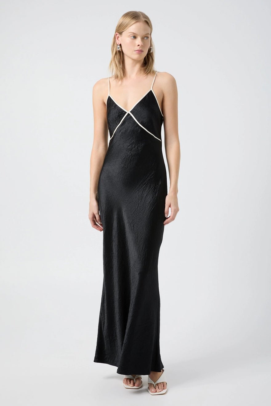 Third Form Crush Contrast Bind Cami Dress - Black & Cream photo 3