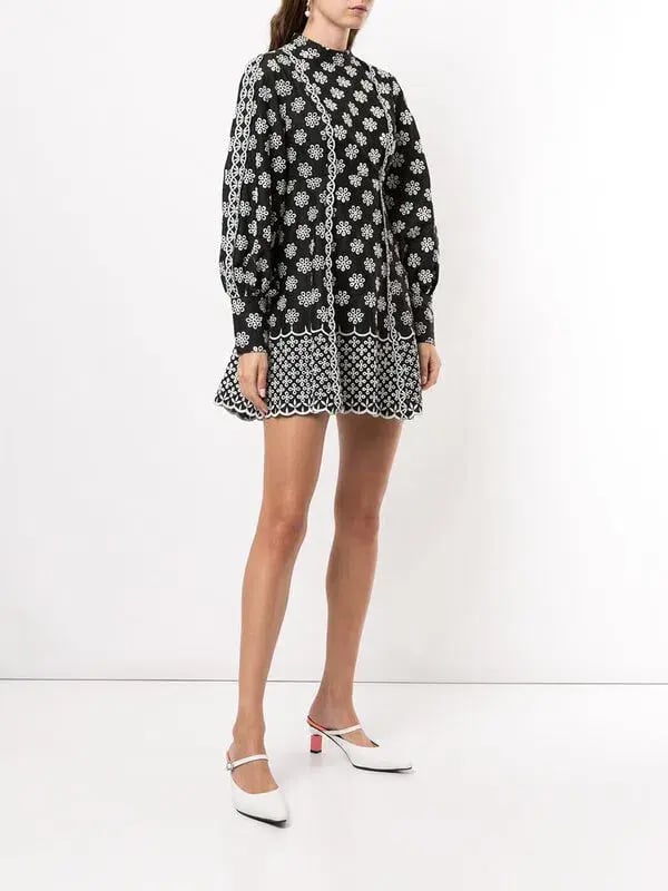 Alice Mccall Black Angels Sleeve Mini Dress Black/White Print Size 10 photo 3