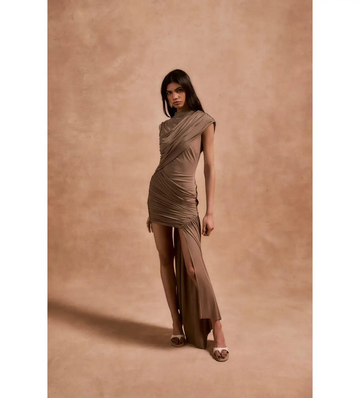De La Vali Ravenna Mini Dress Taupe Size 12 photo 2