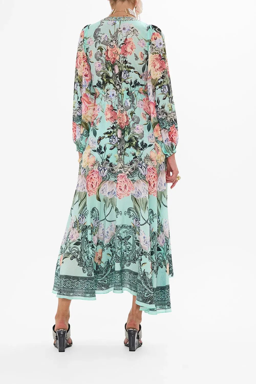 Camilla Wrap Tie Dress with Blouson Sleeve Petal Promise Land Size S / AU 10 photo 2