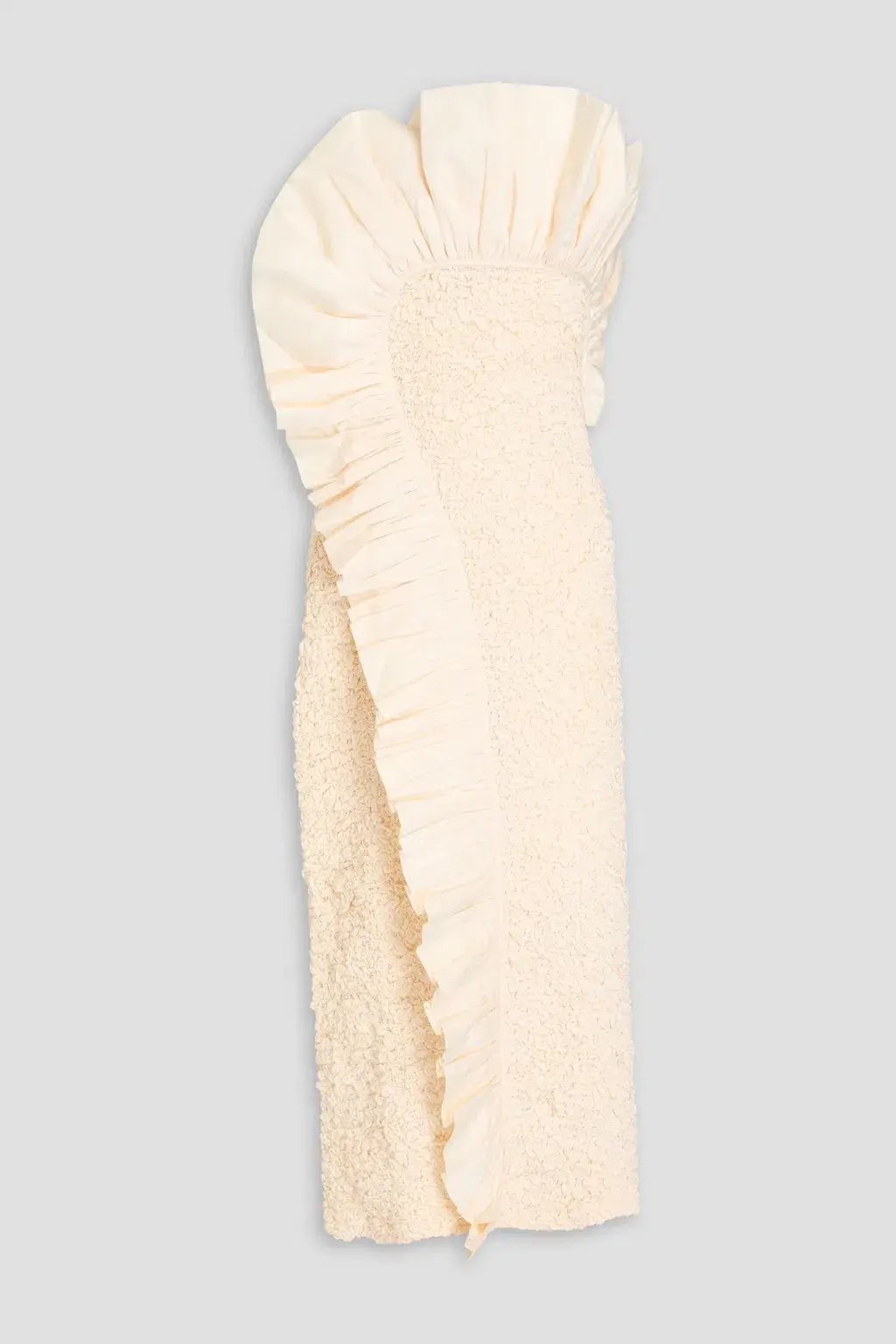Mara Hoffman Kana Strapless Ruffled Cotton Twill and Popcorn Midi Dress Cream Size XS / AU 6 photo 3