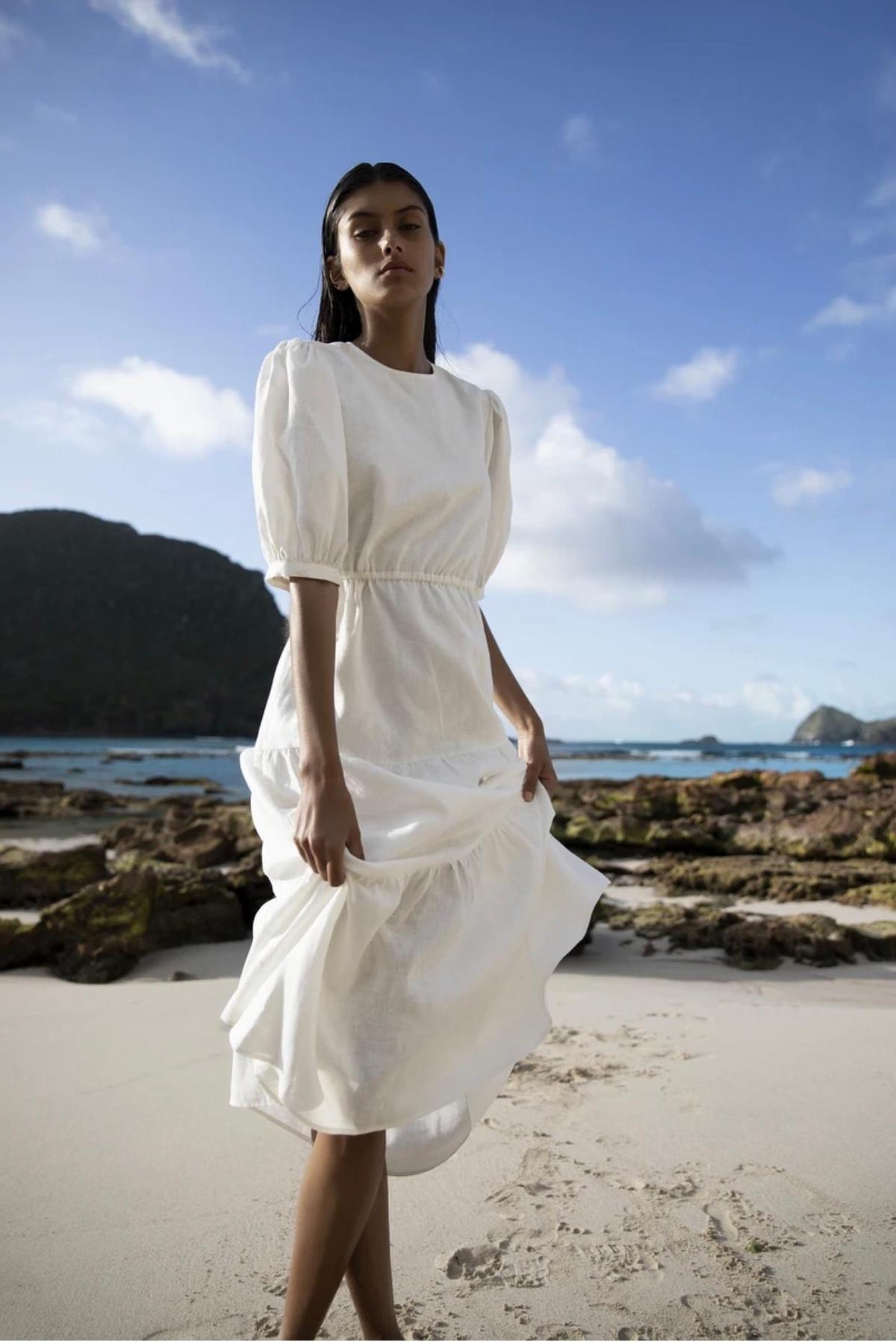 Sir The Label Lorena Tiered Midi Dress White Size AU 6 photo 4