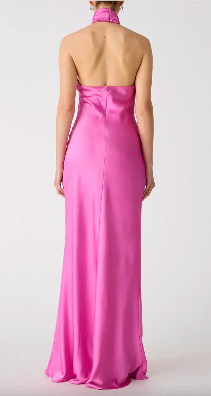 MISHA Teresa Rosette Detail Satin Gown Size 8 photo 4