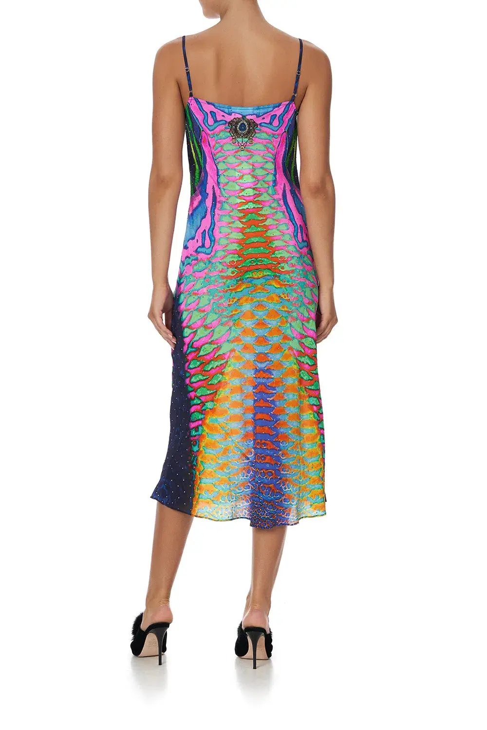 Camilla Poseidons Poison Long Bias Slip Dress Print Size 10 photo 3