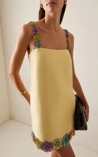 ALEMAIS Lolita Floral Beaded Mini Dress Yellow 10 AU photo 2