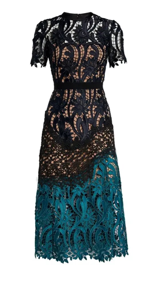 Self Portrait Lace Prairie Guipure Midi Dress Floral Size 8 photo 7