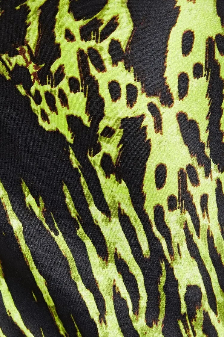 Ganni Silk Blend Satin Maxi Dress in Green Tiger Print Size M / AU 10 photo 3