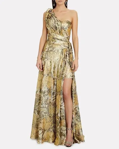 Dundas Gold Lame Gown Gold AU Size 6 photo 3