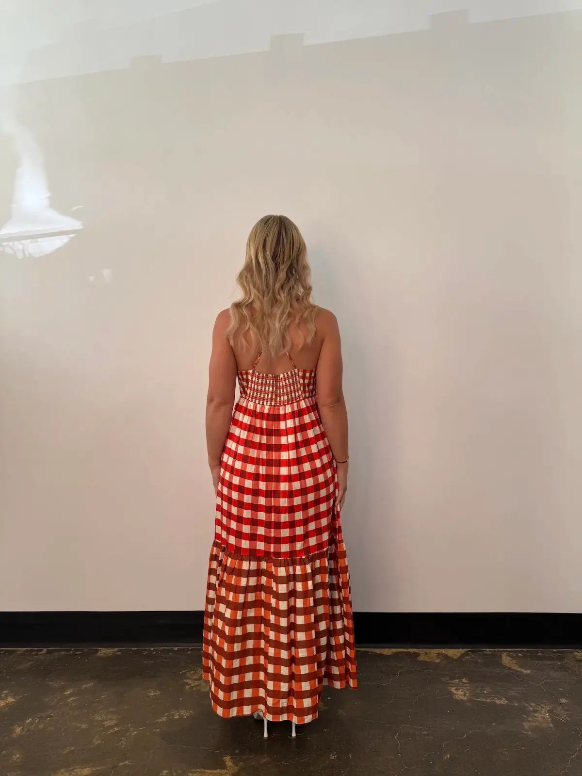 Bohemian Traders Gingham Embroidery Dress In Ruby Cream / Size 12 photo 3