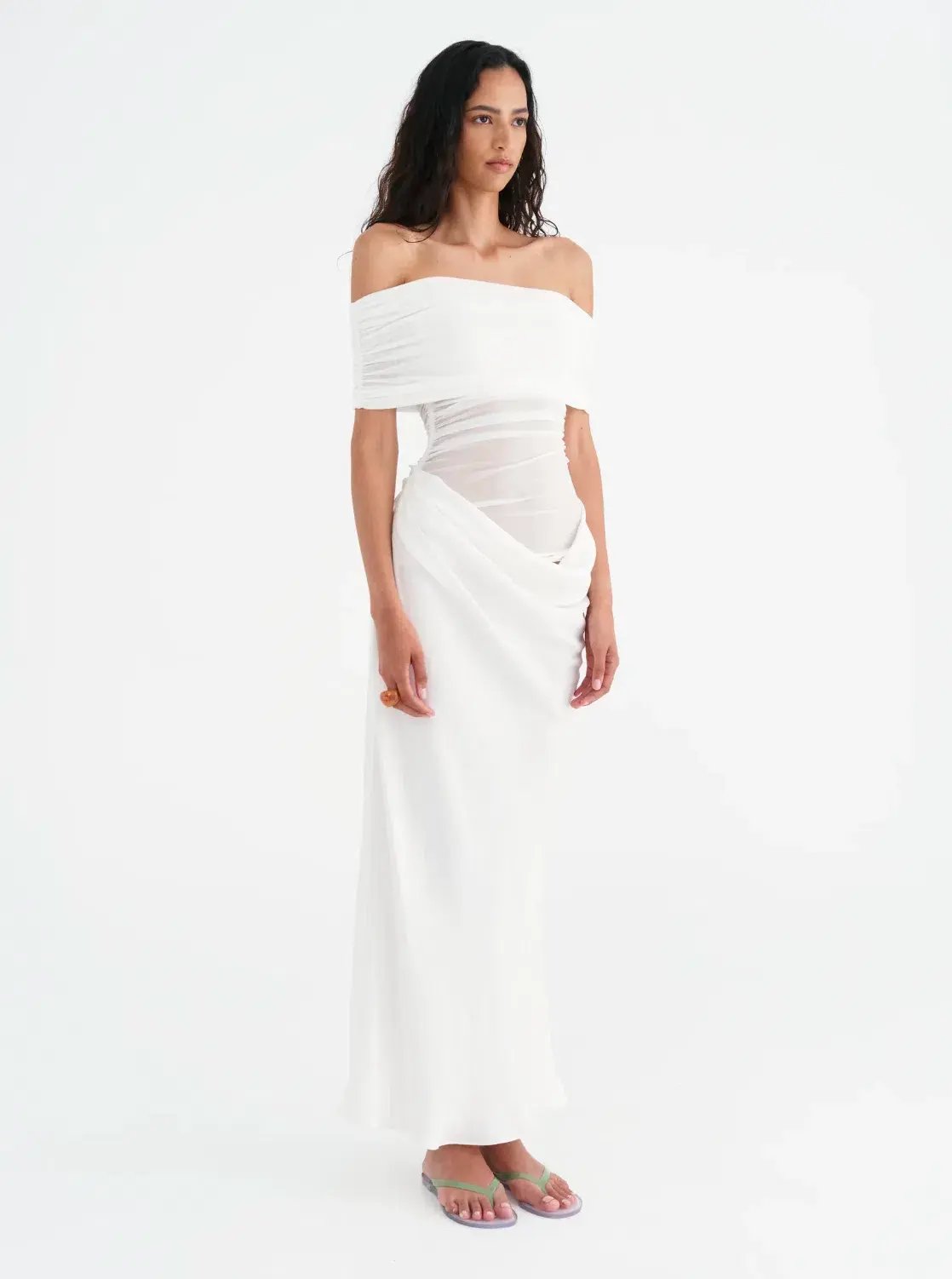 Benni Nico Off Shoulder Maxi Dress White Size S / AU 8 photo 4